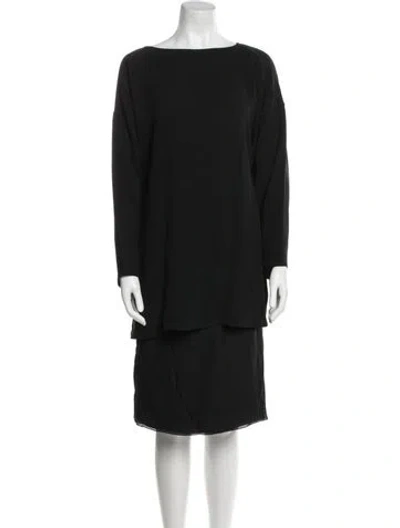 Pre-owned Zoran Silk Ruffle Embellishment Skirt Set In Black