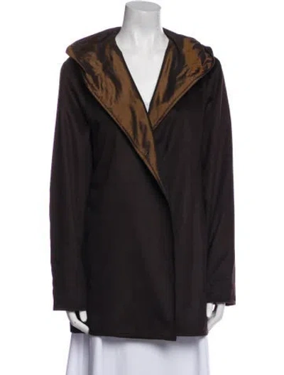 Pre-owned Zoran Wool Colorblock Pattern Coat In Brown