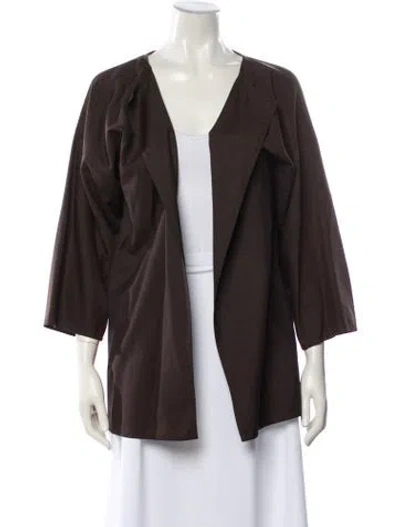 Pre-owned Zoran Wool Open Front Sweater In Brown