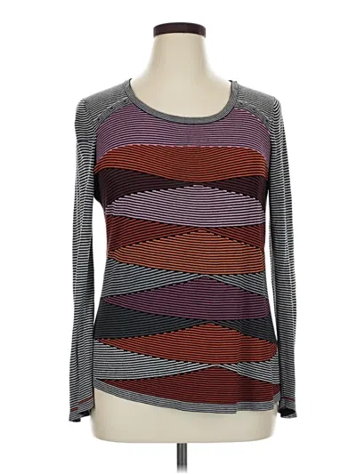 Pre-owned Zozo Long Sleeve Top Gray Scoop Neck Tops