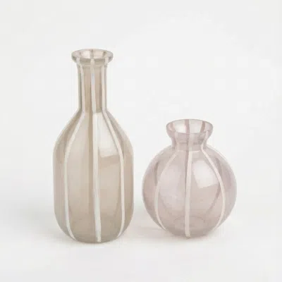 Zsa Zsa Zsu Aravali  Hand Painted Glass Decorative Object 2 Piece Set In Brown