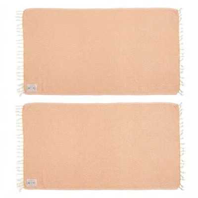Zsa Zsa Zsu Baklan Fringed Yarn Dyed 100% Cotton Peshtemal Set Of 2 In Pink