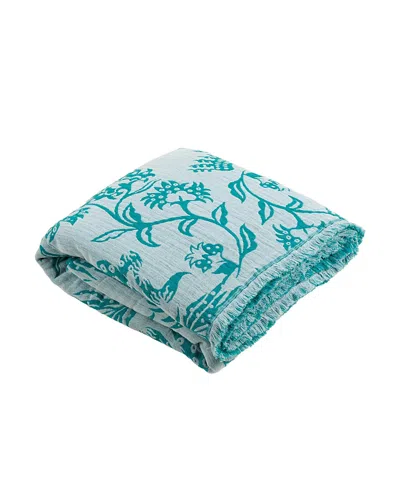Zsa Zsa Zsu Costa Fringed Jacquard Oversized King Cotton Coverlet, 102 X 94 In Medium Green