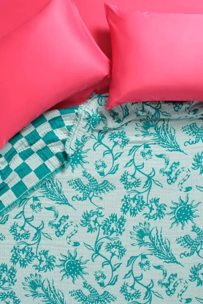 Zsa Zsa Zsu Costa Fringed Jacquard Oversized King Cotton Coverlet In Medium Green