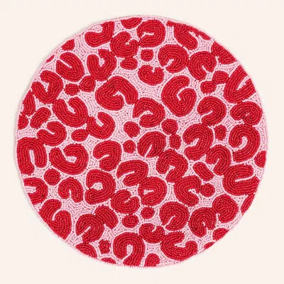 Zsa Zsa Zsu Dadri Beadded Placemat Animal 14 In In Red