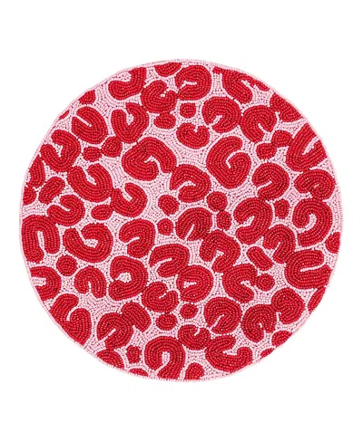 Zsa Zsa Zsu Dadri Beadded Placemat Animal, 14 X 14 In Red