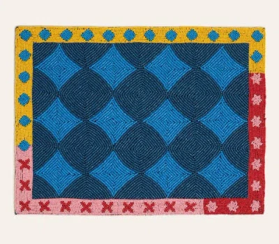 Zsa Zsa Zsu Dadri Beadded Placemat Geometric 12x16 In In Blue
