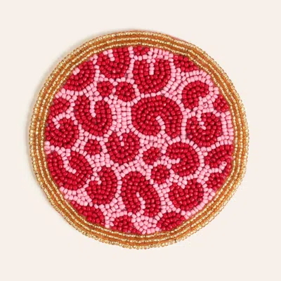 Zsa Zsa Zsu Dadri Beaded Coaster 4 In In Red