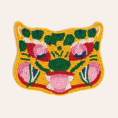 Zsa Zsa Zsu Dadri Beaded Coaster 4x3 In In Yellow