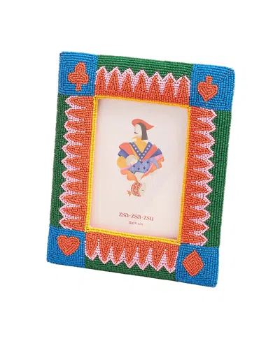 Zsa Zsa Zsu Dadri Decorative Beaded Wood Frame, 8x7 In In Multi