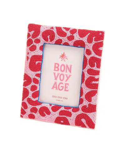 Zsa Zsa Zsu Dadri Decorative Beaded Wood Frame, 8x7 In In Pink