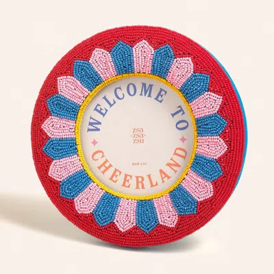 Zsa Zsa Zsu Dadri Round Decorative  Beaded Wood Frame Cheerland 7 In In Multi