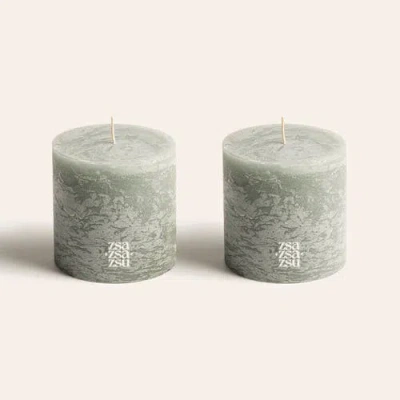 Zsa Zsa Zsu Deurne Pillar Candle 3.5 In Set Of 2 In Blue