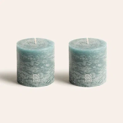 Zsa Zsa Zsu Deurne Pillar Candle 3.5 In Set Of 2 In Blue