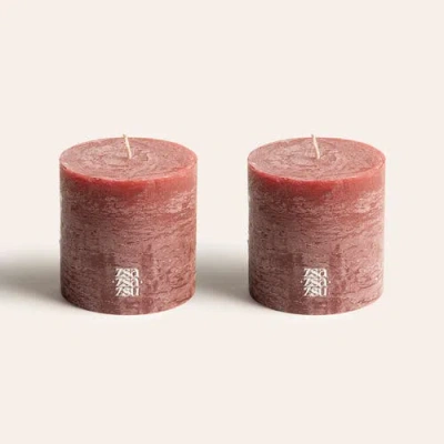Zsa Zsa Zsu Deurne Pillar Candle 3.5 In Set Of 2 In Burgundy