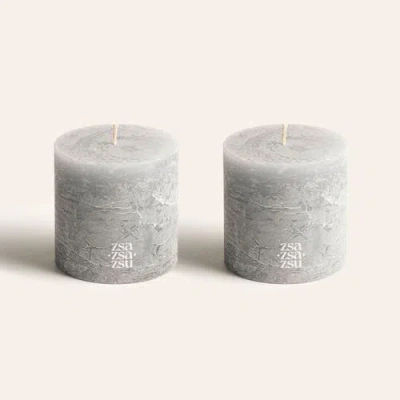 Zsa Zsa Zsu Deurne Pillar Candle 3.5 In Set Of 2 In Gray