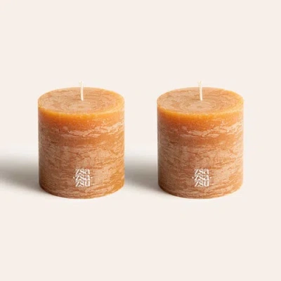 Zsa Zsa Zsu Deurne Pillar Candle 3.5 In Set Of 2 In Orange