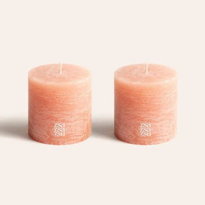 Zsa Zsa Zsu Deurne Pillar Candle 3.5 In Set Of 2 In Pink