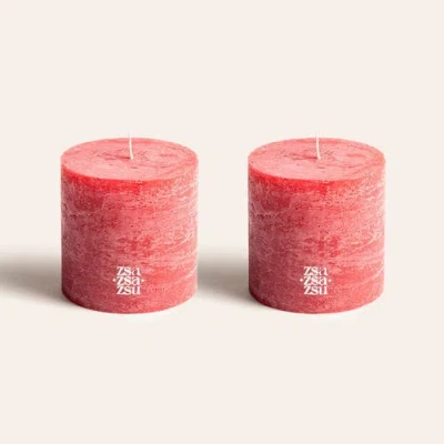 Zsa Zsa Zsu Deurne Pillar Candle 3.5 In Set Of 2 In Pink