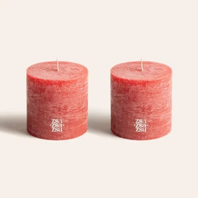 Zsa Zsa Zsu Deurne Pillar Candle 3.5 In Set Of 2 In Red