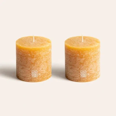 Zsa Zsa Zsu Deurne Pillar Candle 3.5 In Set Of 2 In Yellow