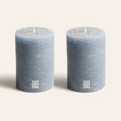 Zsa Zsa Zsu Deurne Pillar Candle 5 In Blue