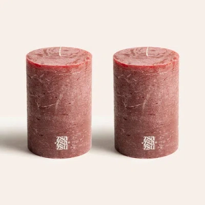 Zsa Zsa Zsu Deurne Pillar Candle 5 In Burgundy