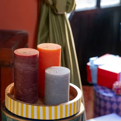 Zsa Zsa Zsu Deurne Pillar Candle 5 In Gray
