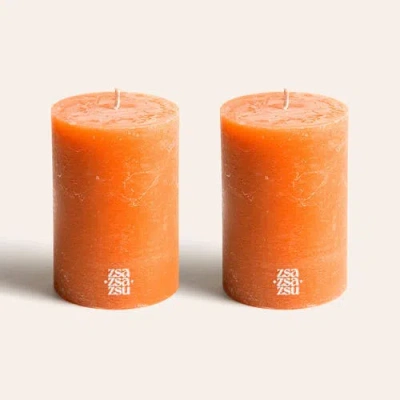 Zsa Zsa Zsu Deurne Pillar Candle 5 In Orange