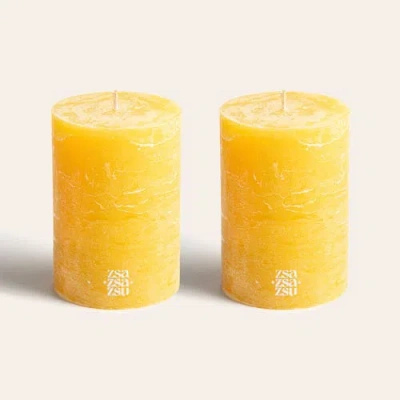 Zsa Zsa Zsu Deurne Pillar Candle 5 In Yellow