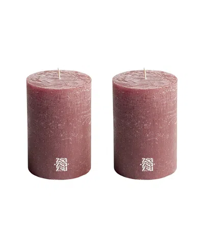 Zsa Zsa Zsu Deurne Pillar Candle Set Of 2, 0.38 Oz. In Brick