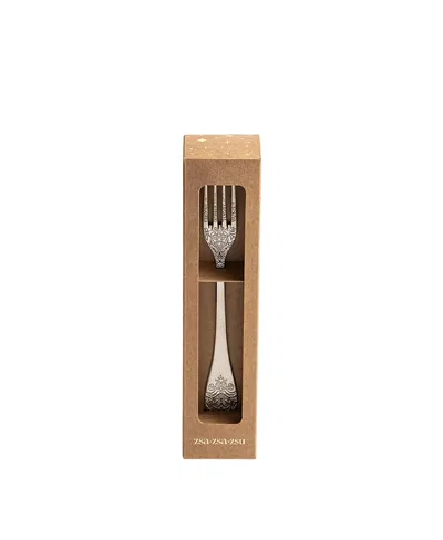 Zsa Zsa Zsu Dume Patterned Steel Dessert Fork Set Of 4, 9 X 1.1 X 0.1 In Silver