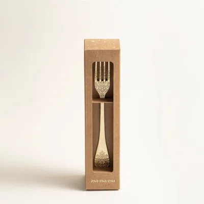 Zsa Zsa Zsu Dume Patterned Steel Dessert Fork Set Of 4 In Gold