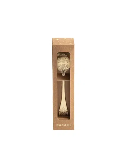 Zsa Zsa Zsu Dume Patterned Steel Dessert Spoon, Set Of 4, 7.87 X 1.57 In Champagne