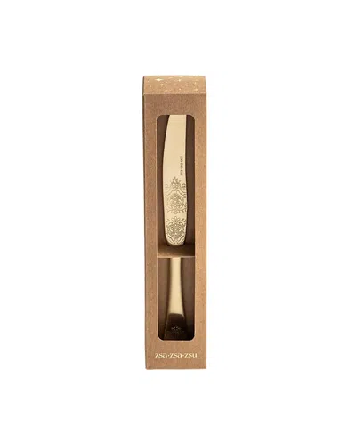 Zsa Zsa Zsu Dume Patterned Steel Dinner Knife Set Of 4, 9.06 X 0.79 X 0.12 In Champagne
