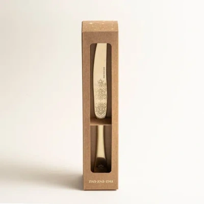 Zsa Zsa Zsu Dume Patterned Steel Dinner Knife Set Of 4 In Gold