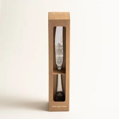 Zsa Zsa Zsu Dume Patterned Steel Dinner Knife Set Of 4 In Silver