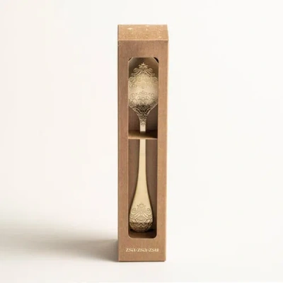 Zsa Zsa Zsu Dume Patterned Steel Dinner Spoon Set Of 4 In Gold