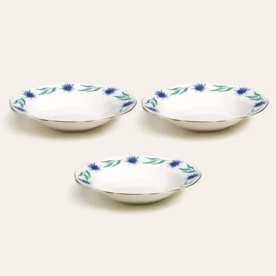 Zsa Zsa Zsu Emet Porcelain Deep Plate With Gold Rim 9 In Set Of 3 In Blue