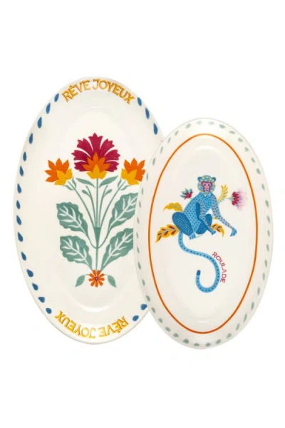 Zsa Zsa Zsu Floral Porcelain Platter 2 Pcs Set In Multi