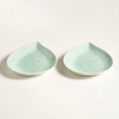 Zsa Zsa Zsu Fonte Stoneware Serving Plate 12 In Set Of 2 In Green