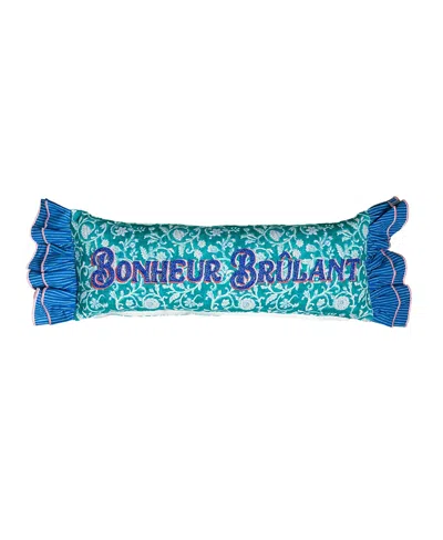 Zsa Zsa Zsu Ghuni Ruffle Detail Cotton Cushion, 21.65 X 7.87 In Blue