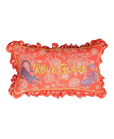Zsa Zsa Zsu Ghuni Ruffle Detail Cotton Cushion, 22 X 12 In Orange