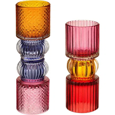Zsa Zsa Zsu Glass Decorative Object 2 Pcs Set In Yellow