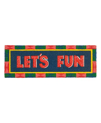 Zsa Zsa Zsu Kerala Let's Fun Coir Doormat, 14 X 36 In Blue
