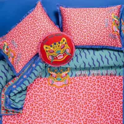 Zsa Zsa Zsu Lahor 300 Tc E.king Size 100% Cotton Satin Duvet Cover Set 102x87 In Maximalist In Multi
