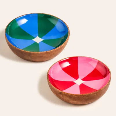 Zsa Zsa Zsu Lakri Mango Wood Bowl 2 Piece Set In Multi