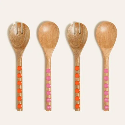 Zsa Zsa Zsu Lakri Pointed Mango Tree Salad Spoon Set Of 2 In Multi
