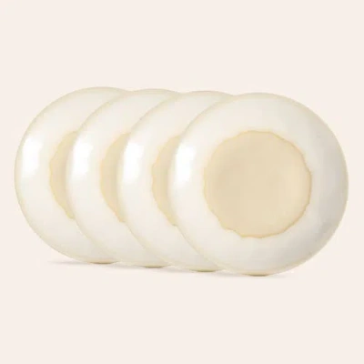 Zsa Zsa Zsu Leiria Cake Plate Stoneware 9 In Set Of 4 In White