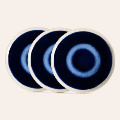 Zsa Zsa Zsu Leiria Dinner Plate Stoneware 10.6 In Set Of 3 In Blue